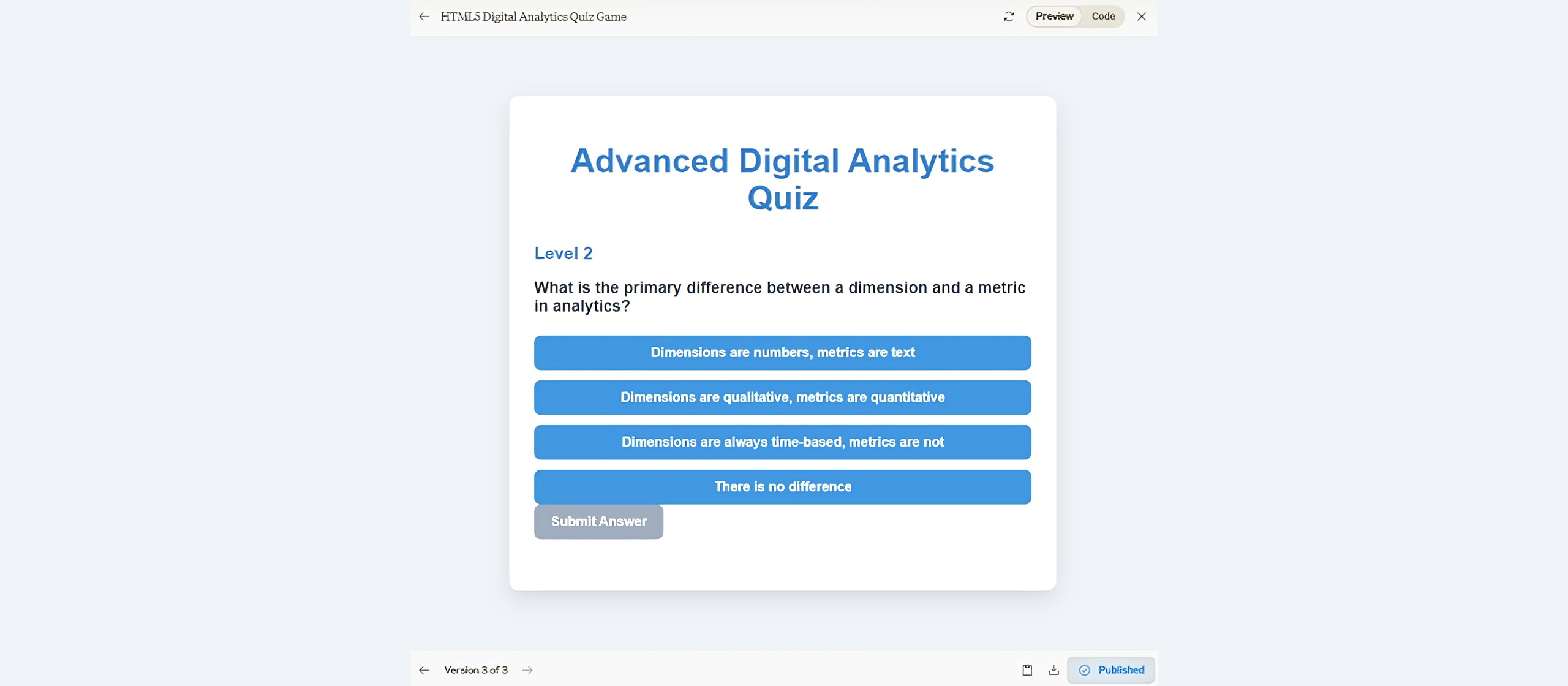 Leveraging AI to Create an Online Quiz for Digital Analytics